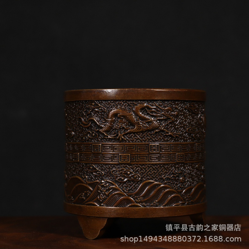 Office Furniture Phoenix - Brûleur d'encens en bronze, style cylindre,